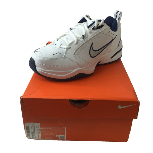 Nike Mens Air Monarch IV Training Shoes White Silver Navy Size 6.5 E Width New